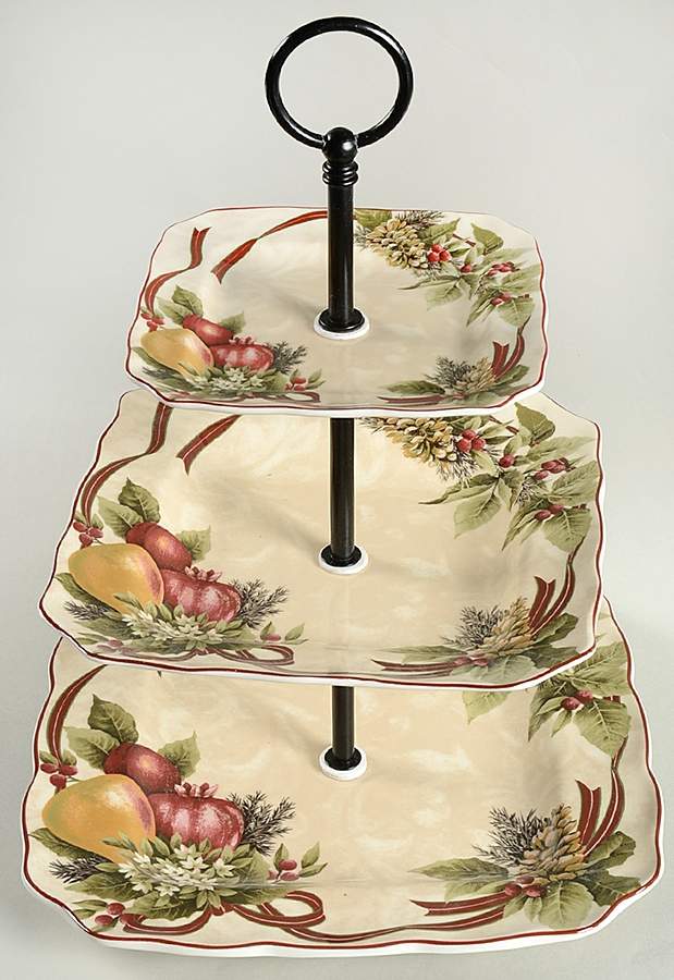 Yuletide Celebration 3-Tiered Serving Tray (DP, SP, BB) by 222 Fifth (PTS)-1