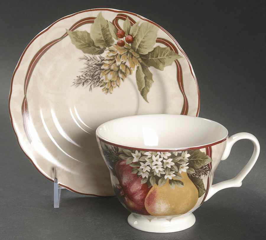 Yuletide Celebration Footed Cup & Saucer Set by 222 Fifth (PTS)-1