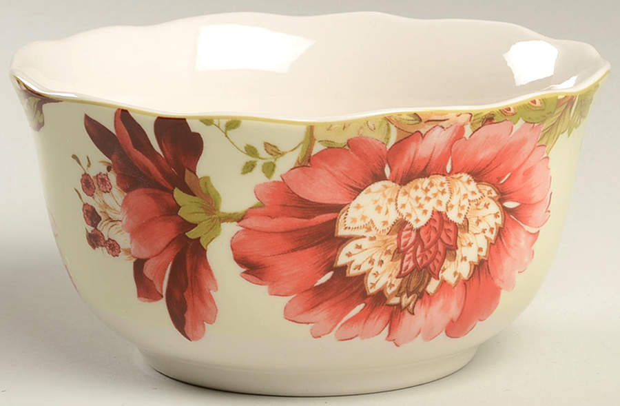 Summer Botanical Lutece Fleur Rouge Coupe Cereal Bowl by 222 Fifth (PTS)-1