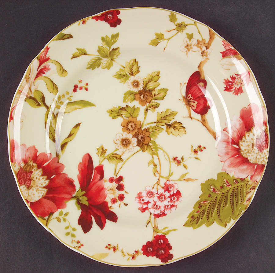 Summer Botanical Lutece Fleur Rouge Salad Plate by 222 Fifth (PTS)-1