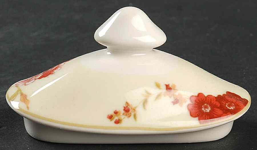 Summer Botanical Lutece Fleur Rouge Lid for Sugar Bowl by 222 Fifth (PTS)-1