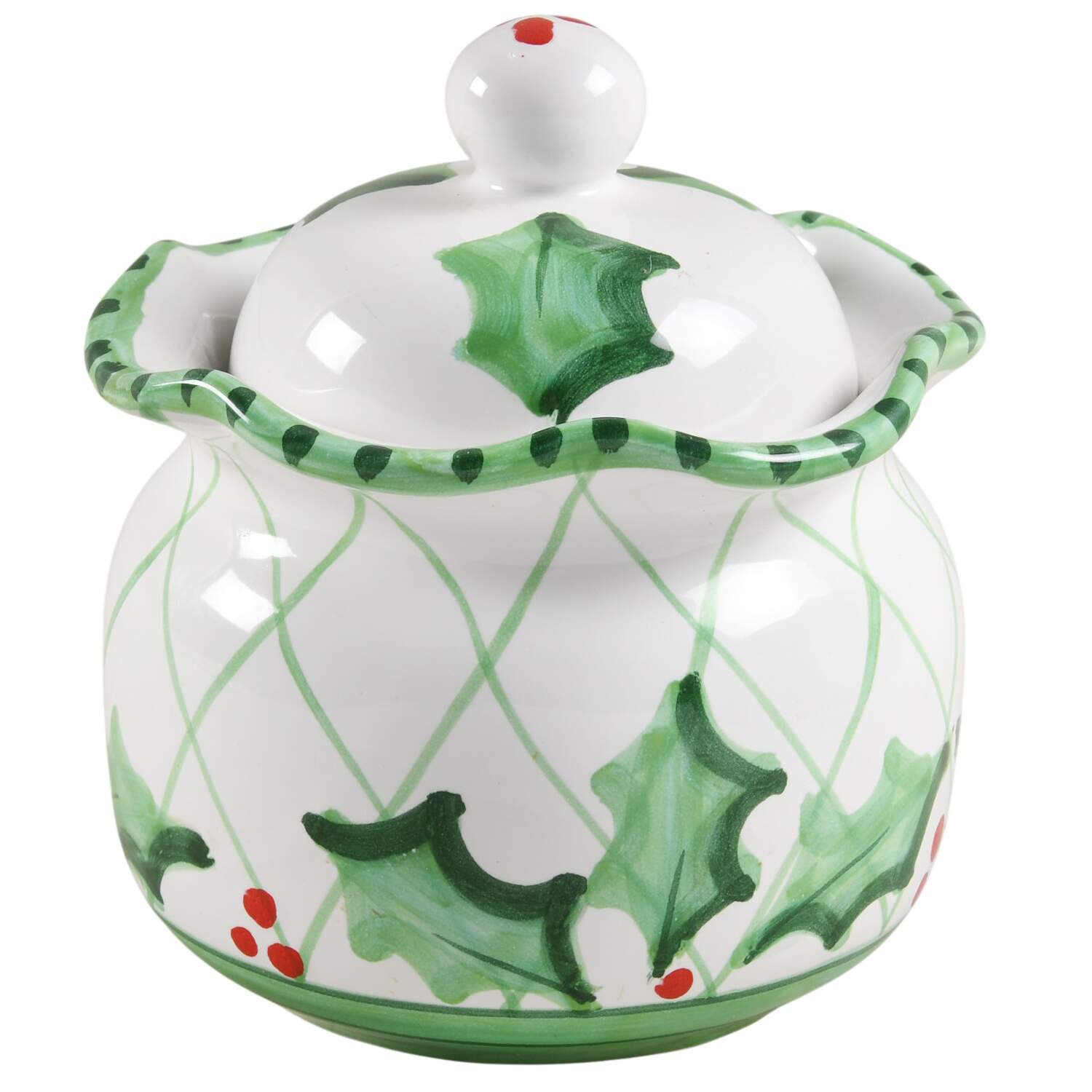 Holly Jolly Sugar Bowl & Lid by Anne Hathaway-1