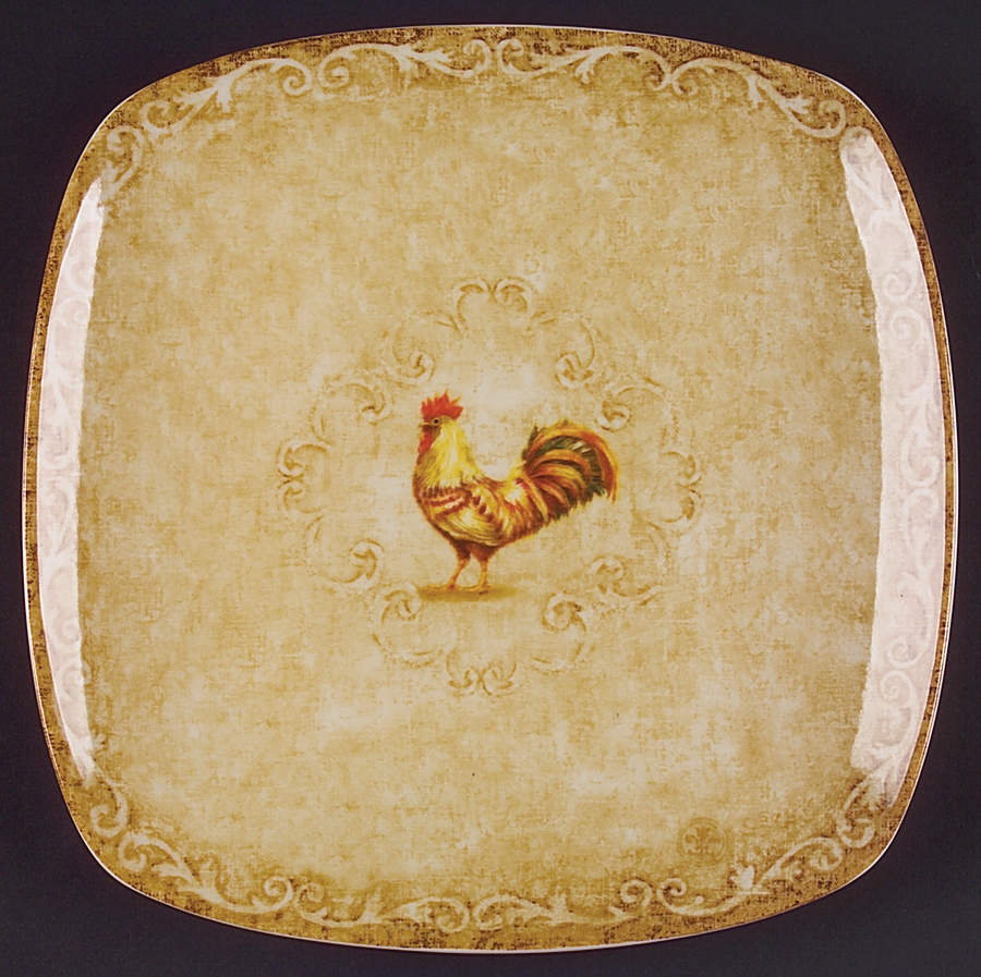 Rustic Roosters Dinner Plate by 222 Fifth (PTS)-1