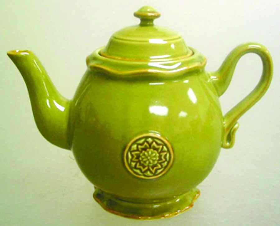 Medallion Avocado Teapot & Lid by American Atelier-1