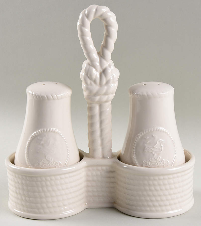 Nautical White (3 Pc) Salt & Pepper Tray Set by American Atelier-1
