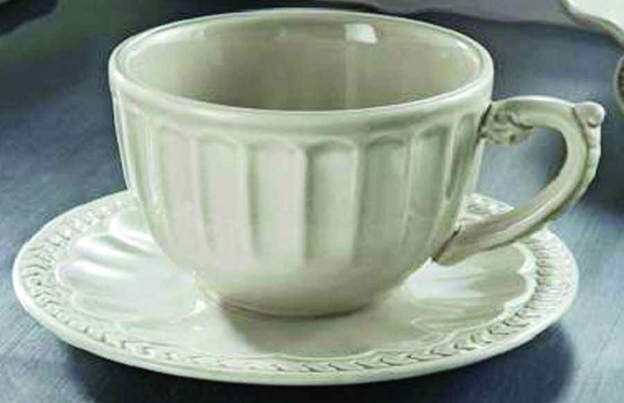 Athena Gray Flat Cup & Saucer Set by American Atelier-1