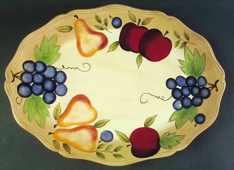 Fruit Fantasy 18" Oval Serving Platter by American Atelier-1