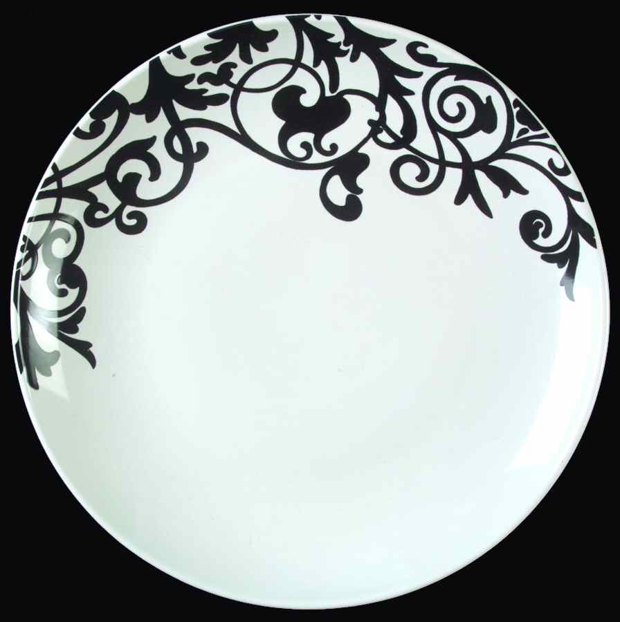 Rococo Black and White Dinner Plate by 222 Fifth (PTS)-1