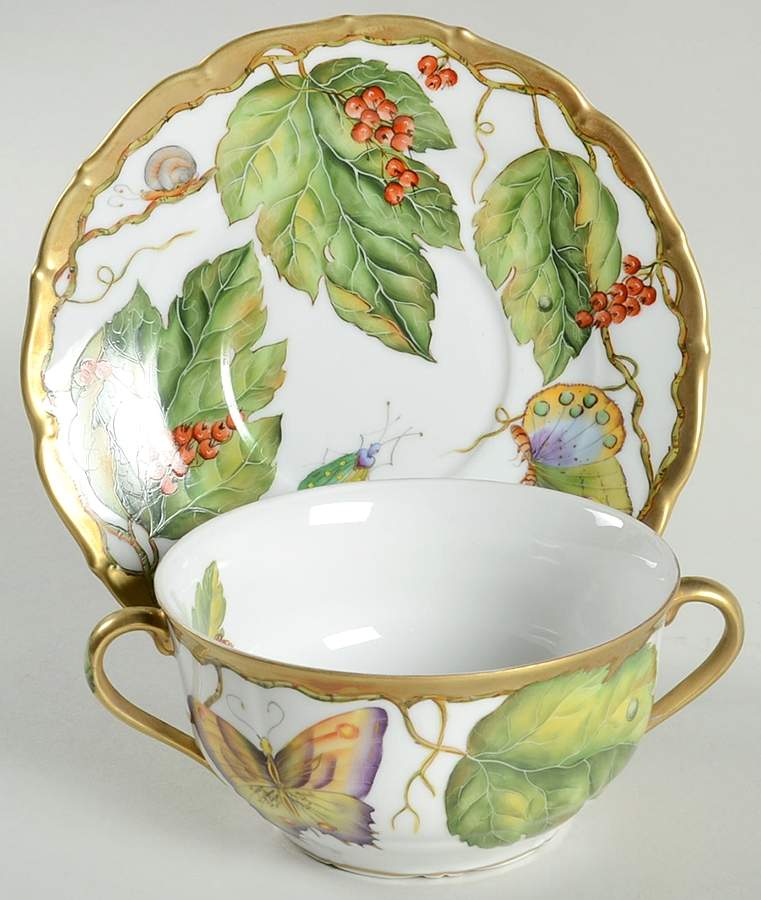Wildberry Red Flat Cream Soup Bowl & Saucer Set by Anna Weatherley-1