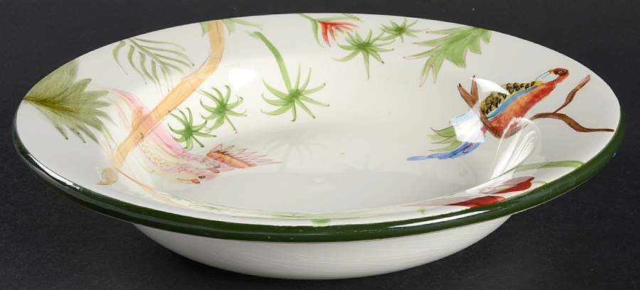 Tropical Birds Rim Soup Bowl by American Atelier-1