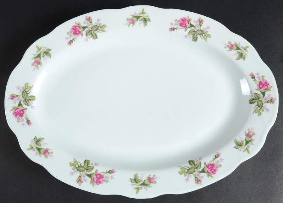 Rosebud 14" Oval Serving Platter by Allied Design-1