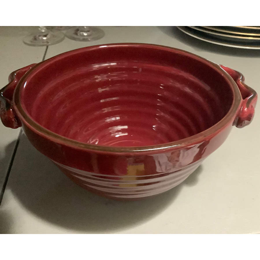 Villa Cortona Burgundy Individual Handled Soup Bowl by Artimino-1