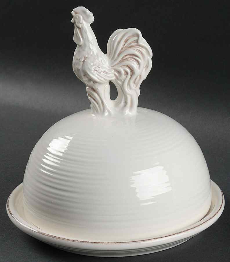 Daybreak White Round Covered Butter by Artimino-1