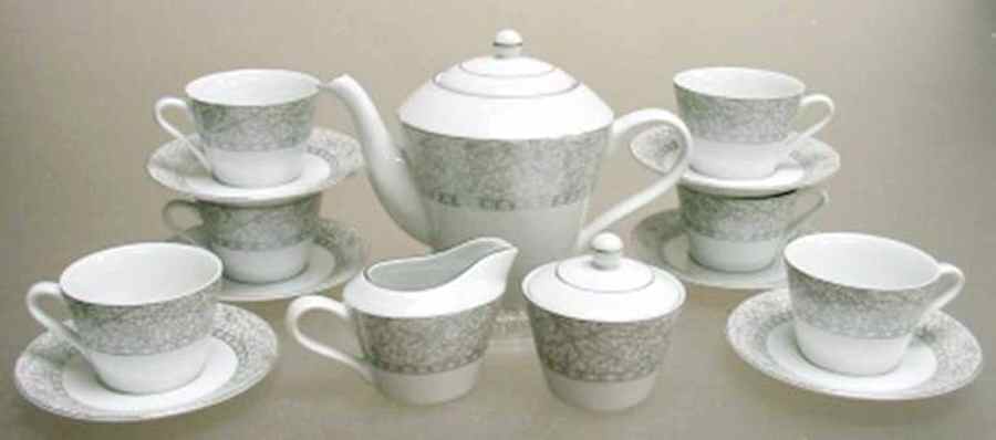 Platinum Leaf Flat Cup & Saucer Set by American Atelier-1