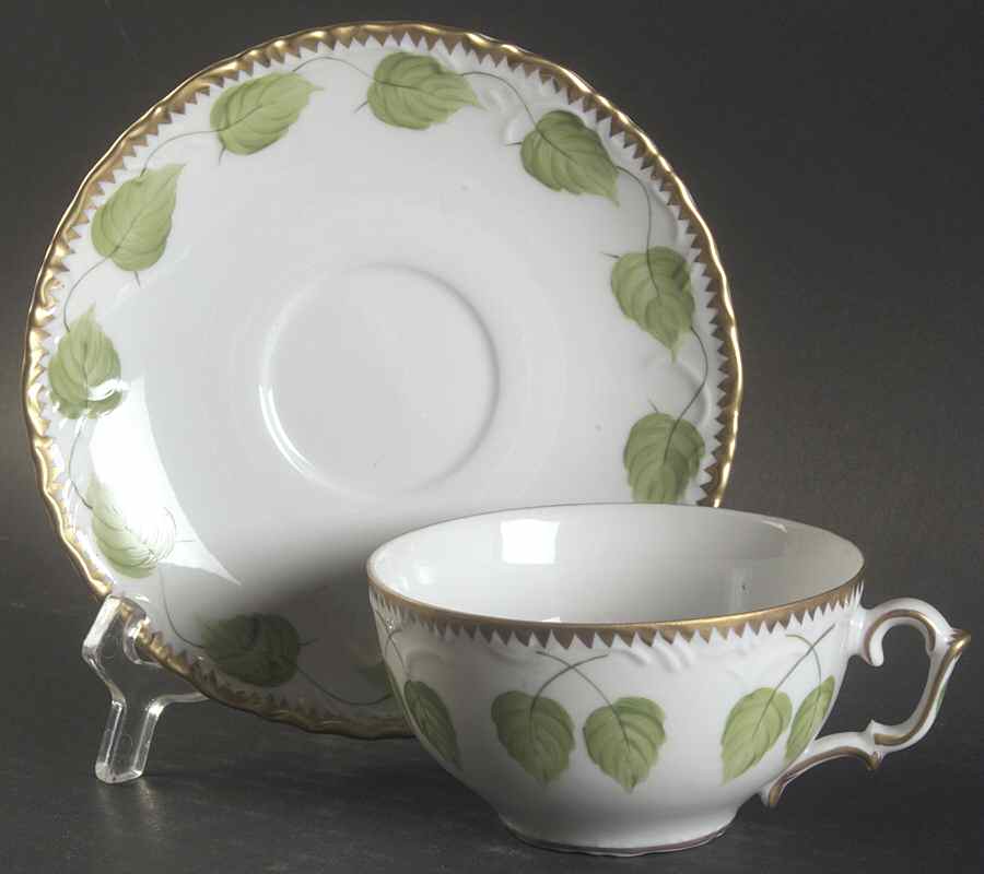 Shades of Green Flat Cup & Saucer Set by Anna Weatherley-1