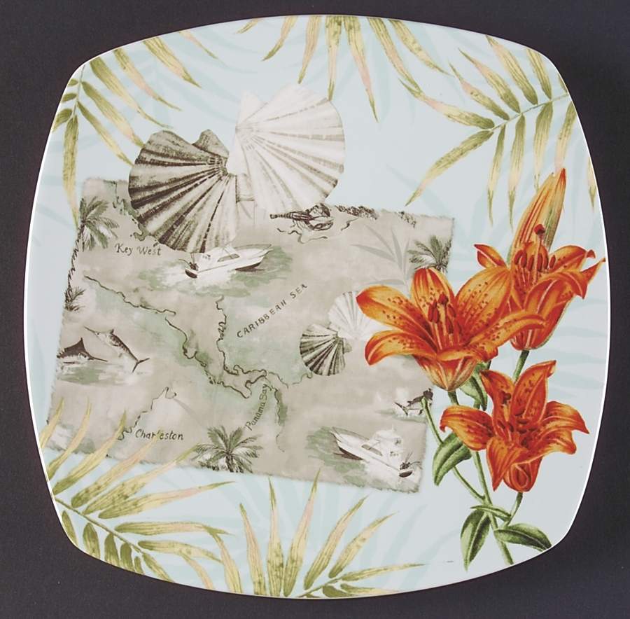 Travel Carribean Aqua Salad Plate by 222 Fifth (PTS)-1