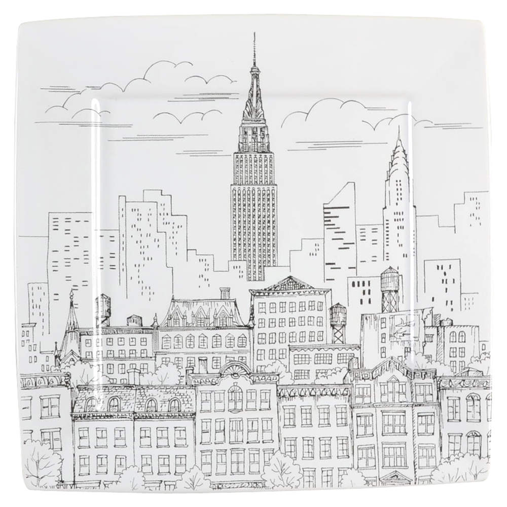 City Scenes Black Dinner Plate by 222 Fifth (PTS)-1