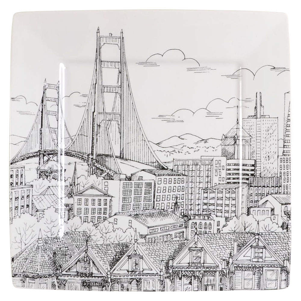 City Scenes Black Salad Plate by 222 Fifth (PTS)-1
