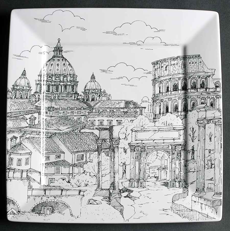 City Scenes Black Dinner Plate by 222 Fifth (PTS)-1