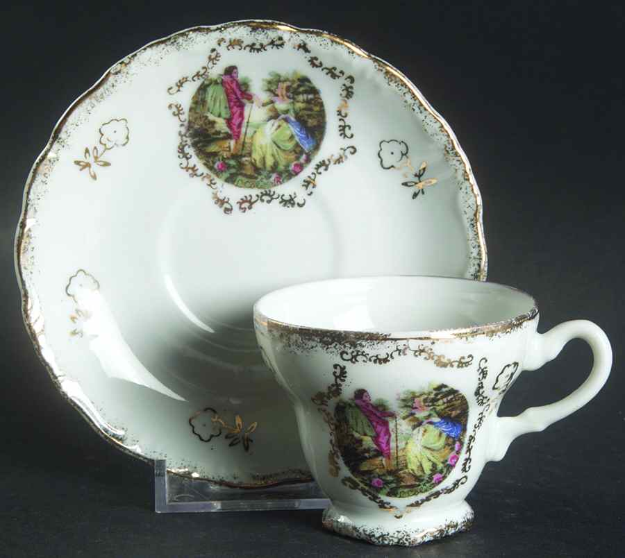 Courtship Footed Demitasse Cup & Saucer Set by Arnart-1