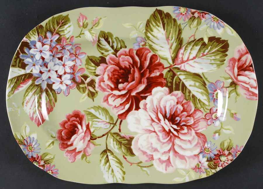Heidi Green 14" Oval Serving Platter by 222 Fifth (PTS)-1