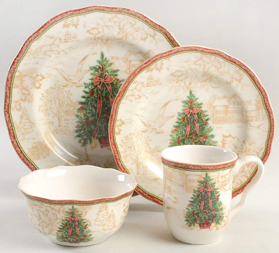 Christmas Toile 4 Piece Place Setting by 222 Fifth (PTS)-1