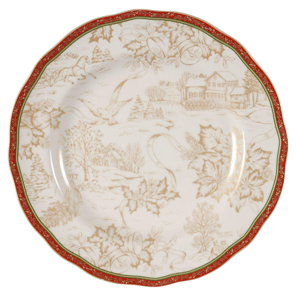 Christmas Toile Dinner Plate by 222 Fifth (PTS)-1
