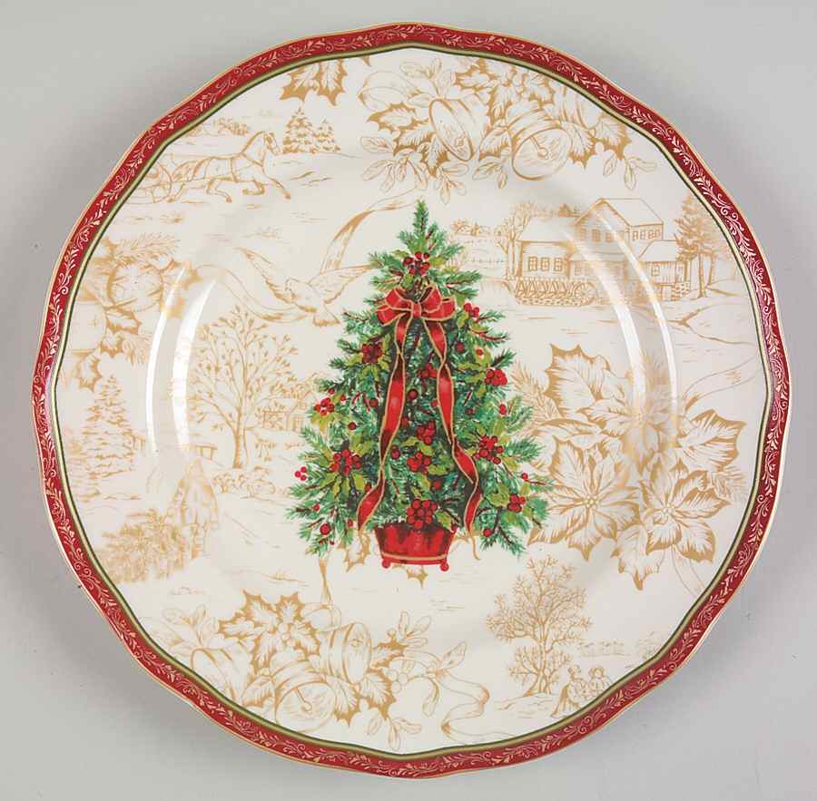 Christmas Toile Dinner Plate by 222 Fifth (PTS)-1