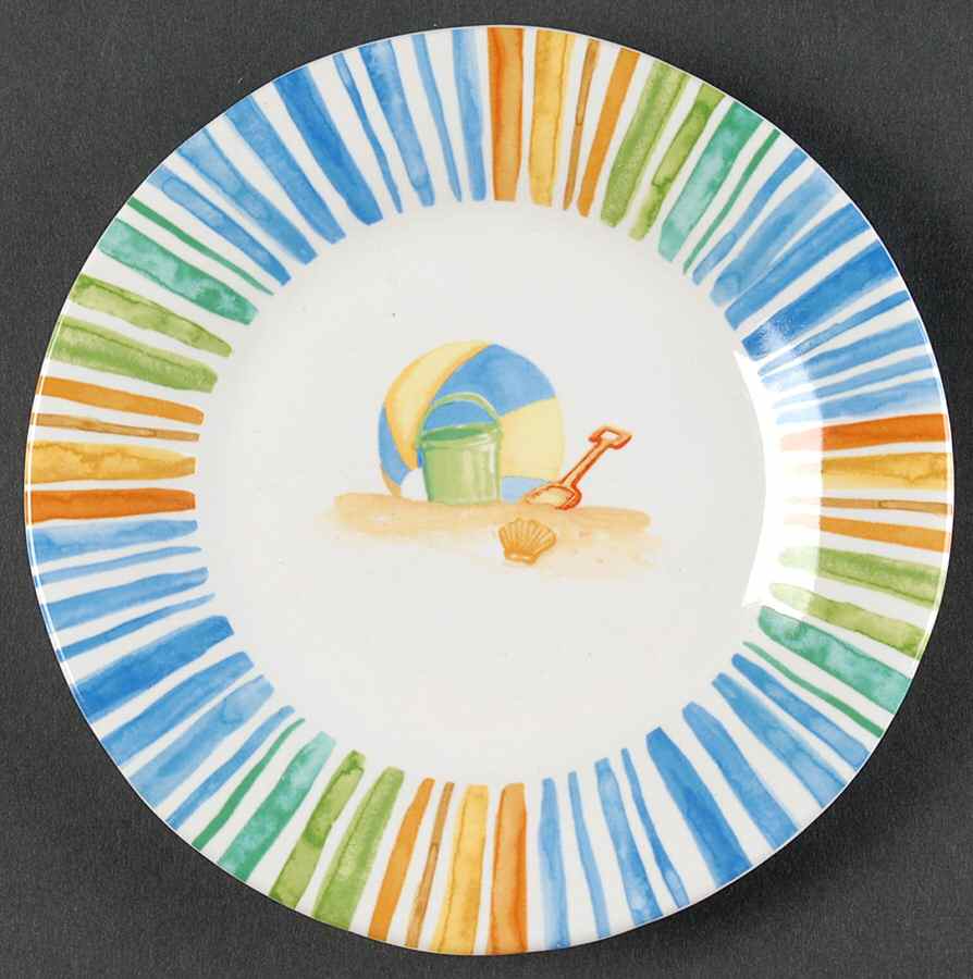 Beach Stripes Appetizer Plate by 222 Fifth (PTS)-1