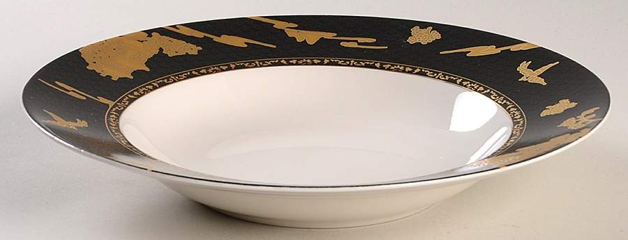 Forbidden City Black Large Rim Soup Bowl by 222 Fifth (PTS)-1