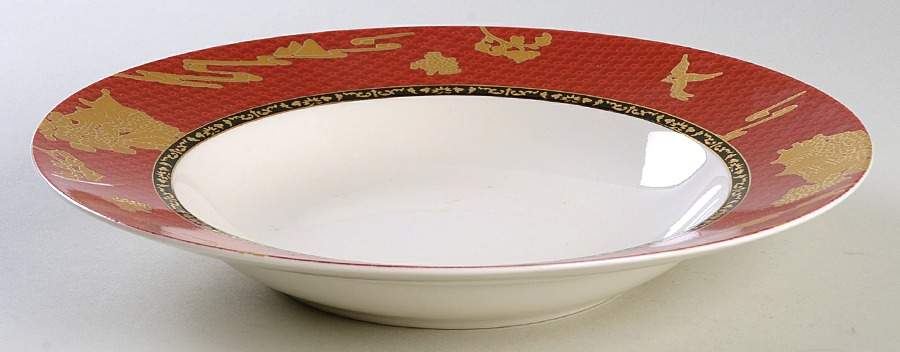 Forbidden City Red Large Rim Soup Bowl by 222 Fifth (PTS)-1