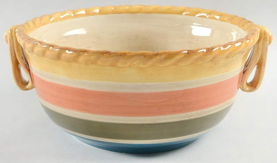 Tuscan Countryside Stripe 11" Round Handled Bowl by Artimino-1