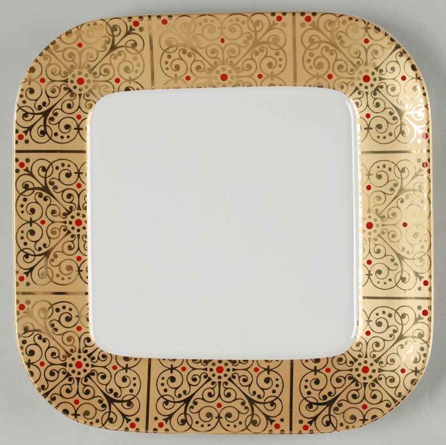 Contessa Gold Square Dinner Plate by 222 Fifth (PTS)-1