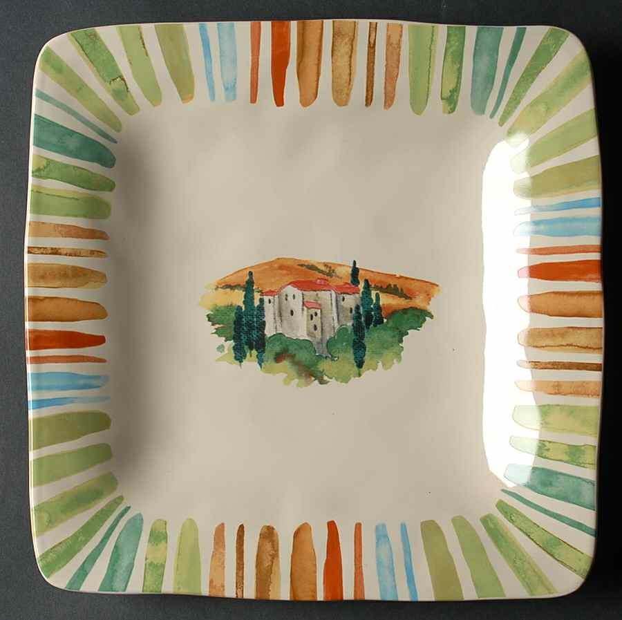 Tuscan Villa Square Dinner Plate by 222 Fifth (PTS)-1