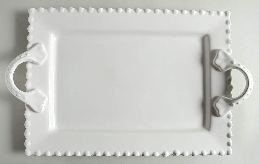Bianca Bead 16" Rectangular Serving Platter by American Atelier-1