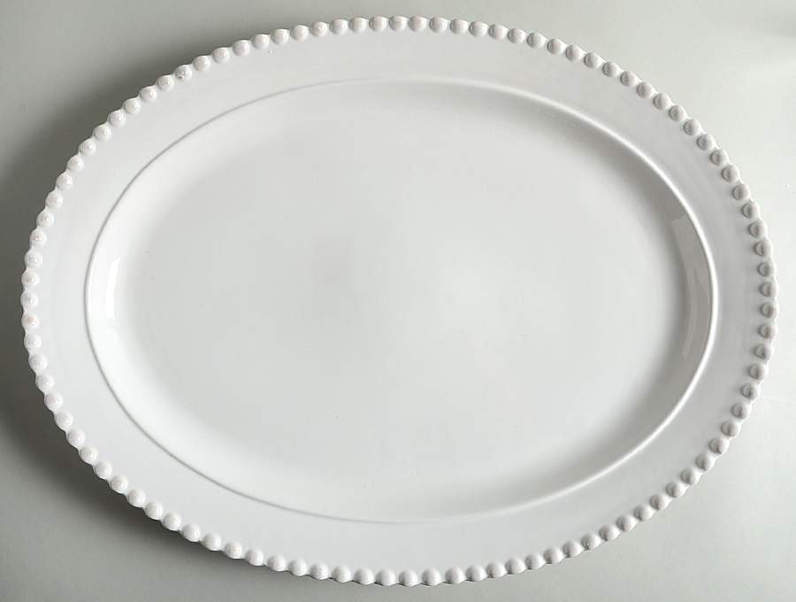 Bianca Bead 18" Oval Serving Platter by American Atelier-1