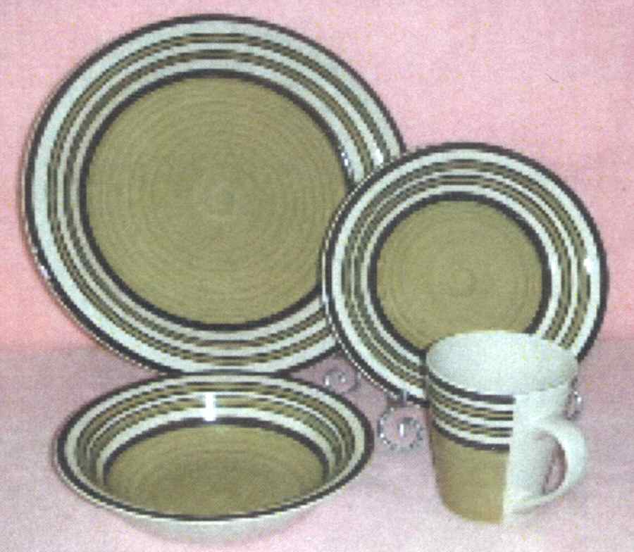 Saturn Stripe Green and Brown Dinner Plate by American Atelier-1