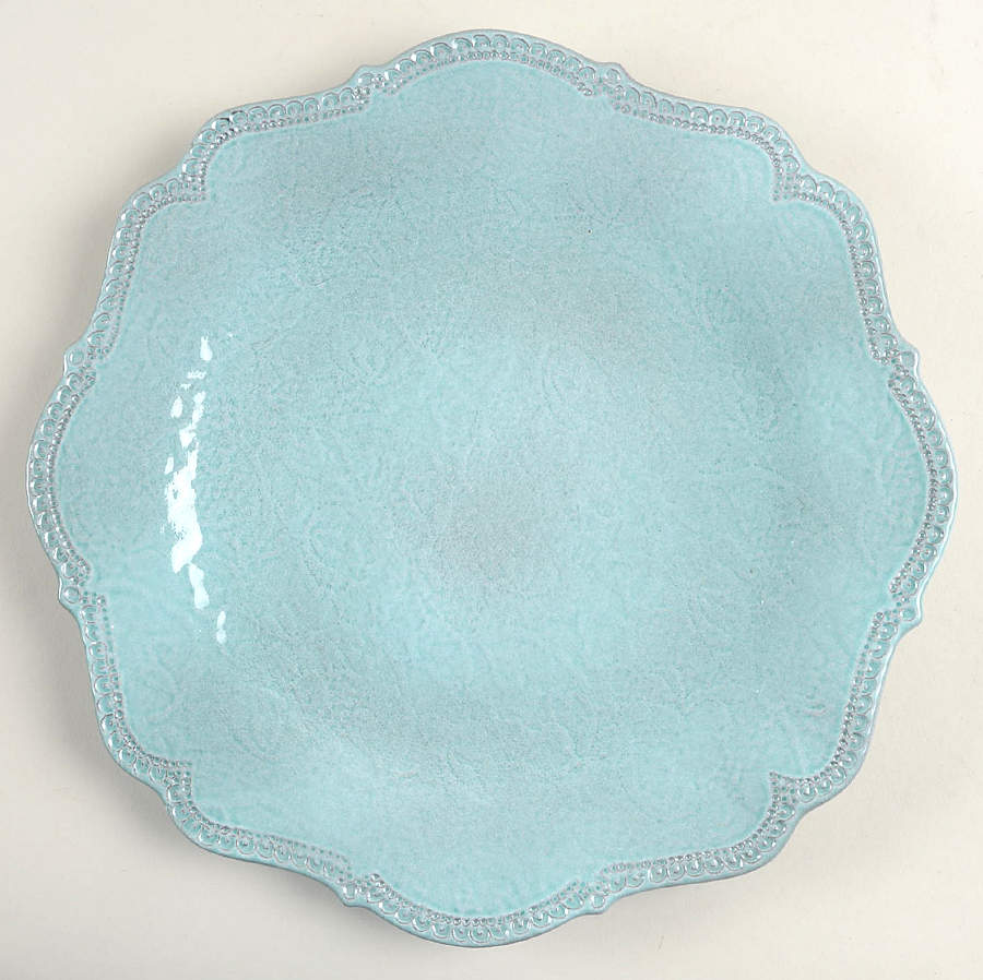 Merletto Aqua Dinner Plate by Arte Italica-1