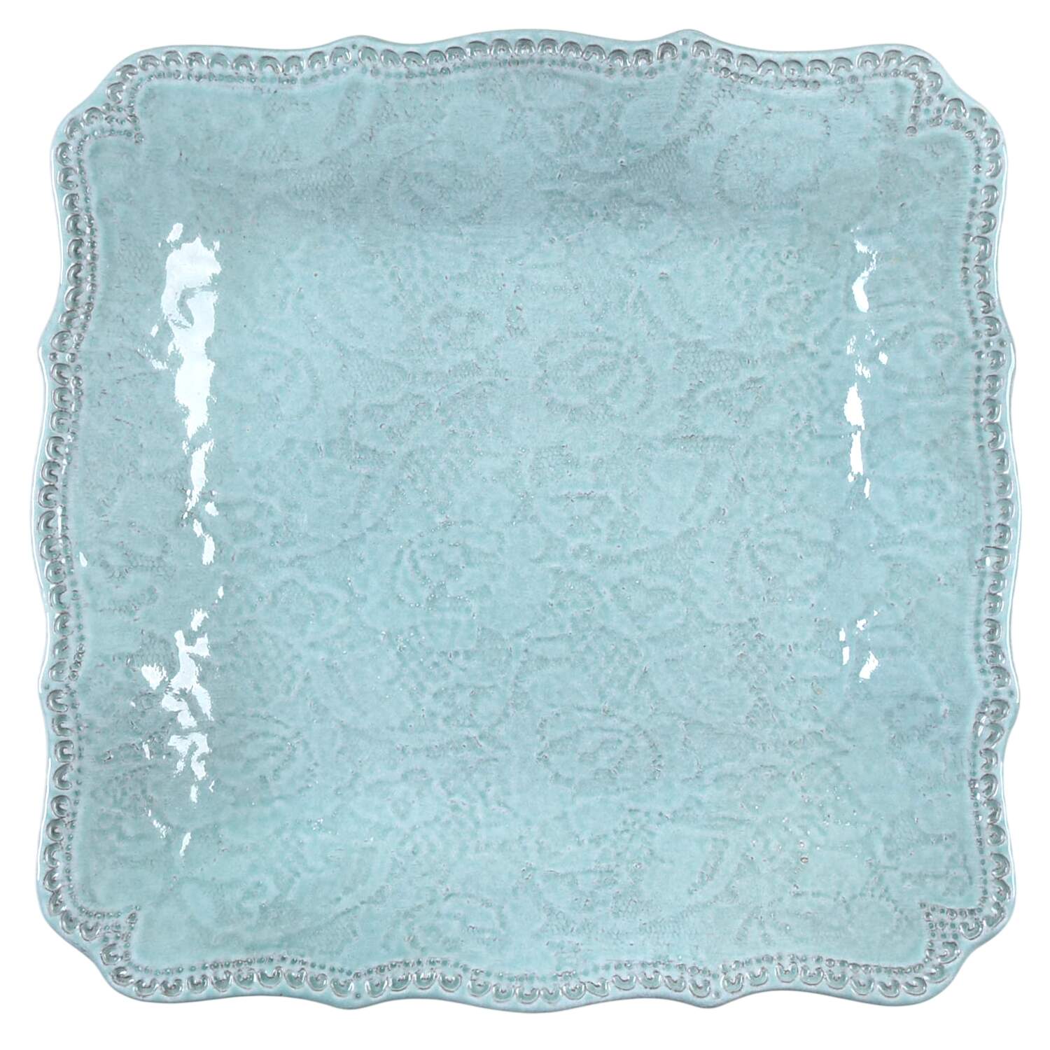 Merletto Aqua 9" Square Plate by Arte Italica-1