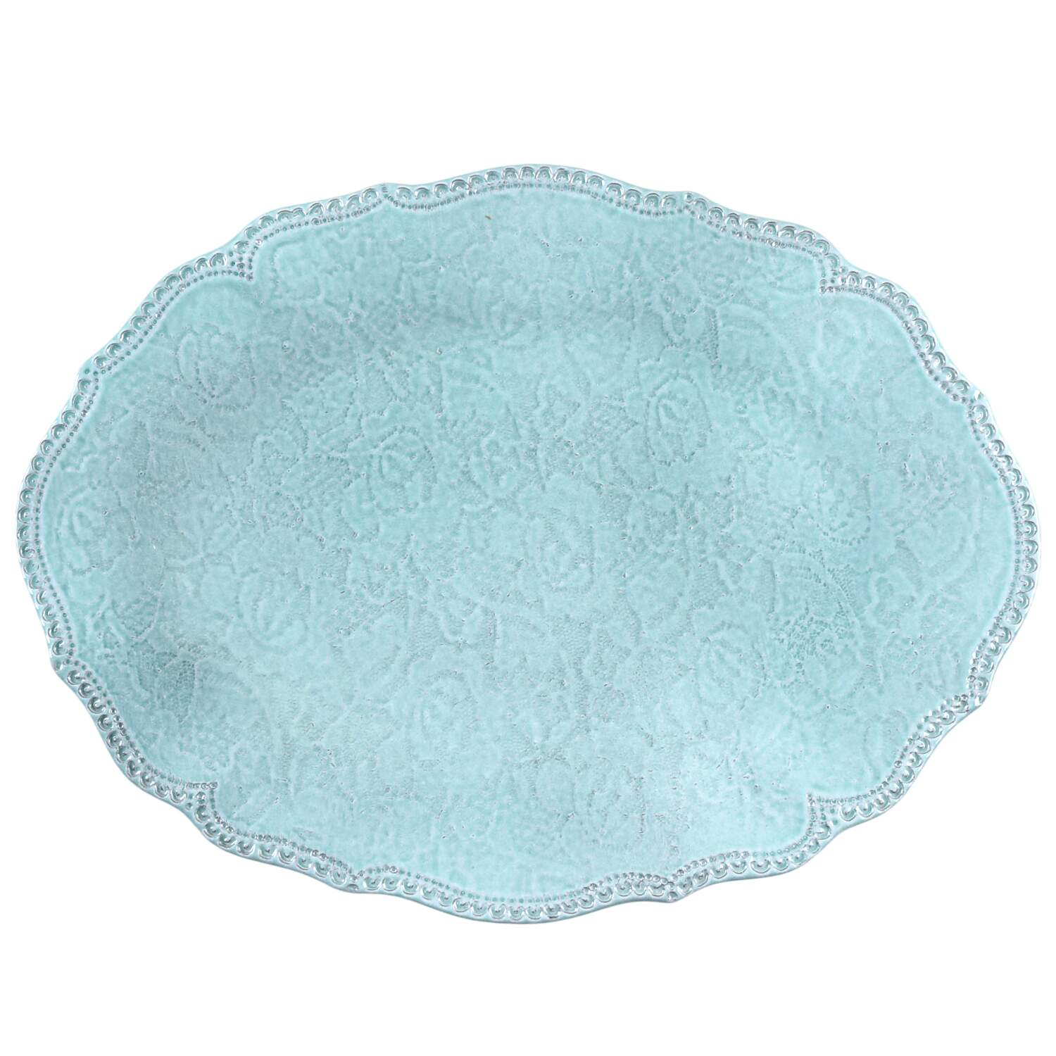 Merletto Aqua 13" Oval Serving Platter by Arte Italica-1