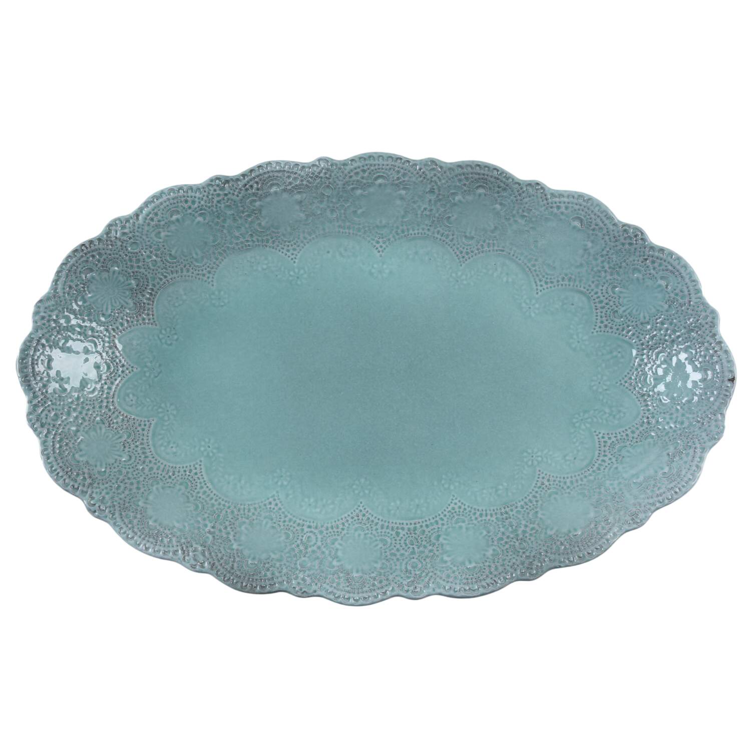 Merletto Aqua 18" Oval Serving Bowl by Arte Italica-1