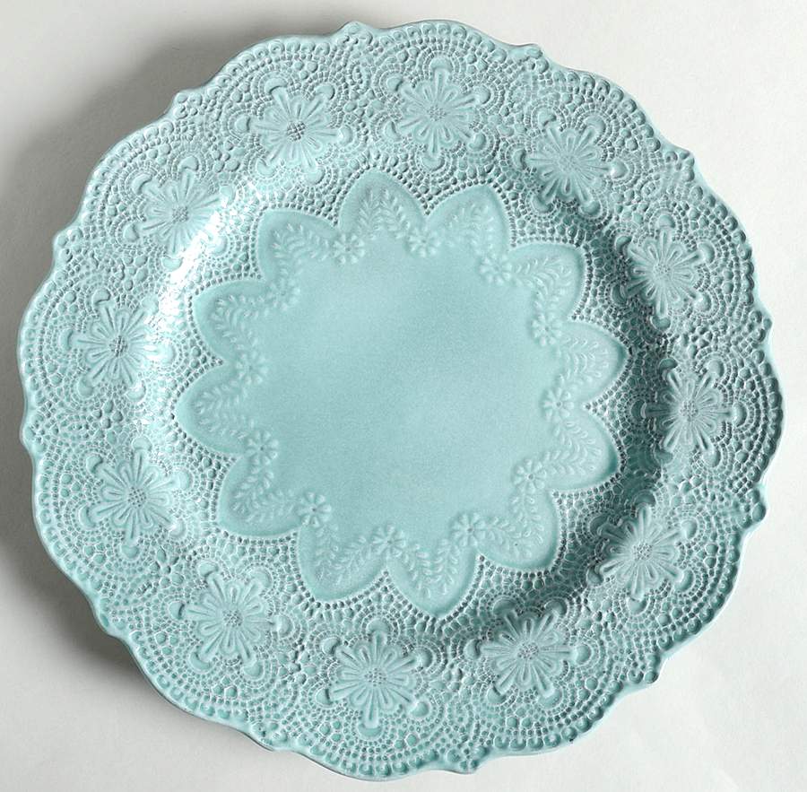 Merletto Aqua Dinner Plate by Arte Italica-1