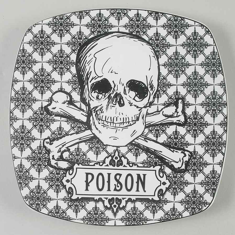 Halloween Skulls Square Salad Plate by 222 Fifth (PTS)-1