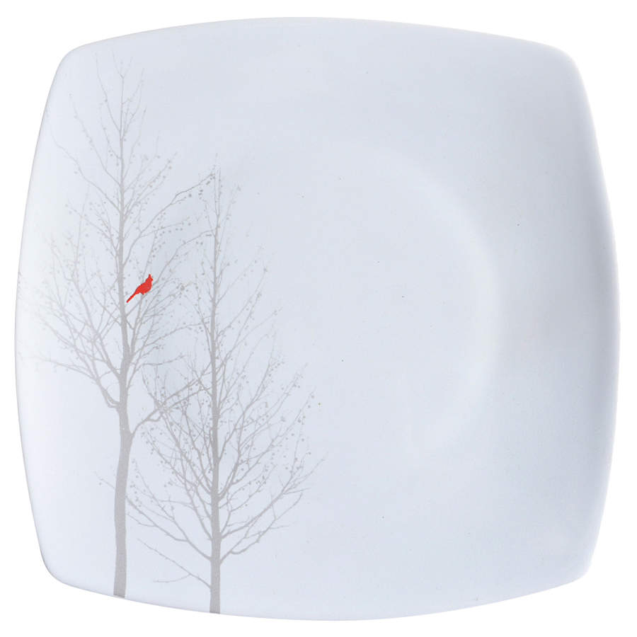 Winter Cardinal Square Dinner Plate by 222 Fifth (PTS)-1