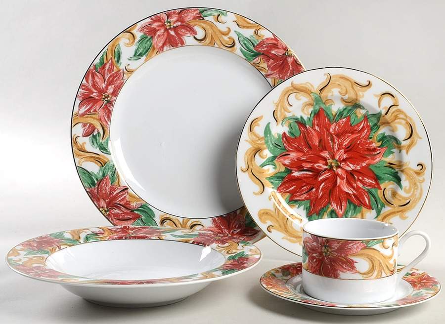 Poinsettia Splendor 5 Piece Place Setting by American Atelier-1