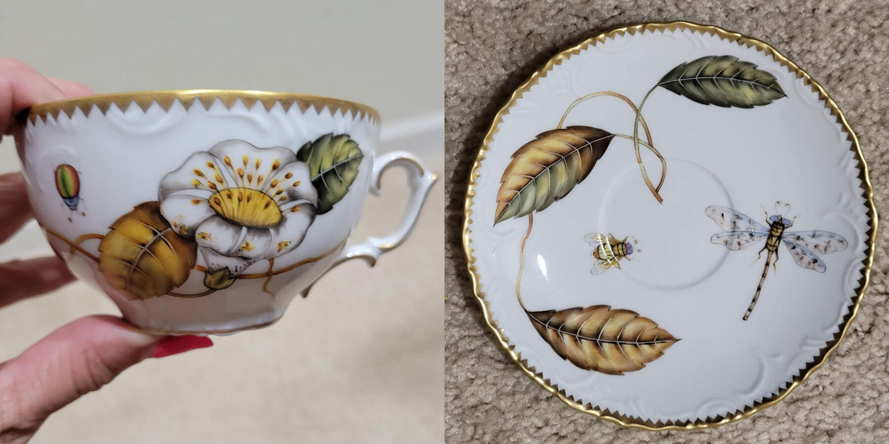 Autumn Leaf Flat Cup & Saucer Set by Anna Weatherley-1
