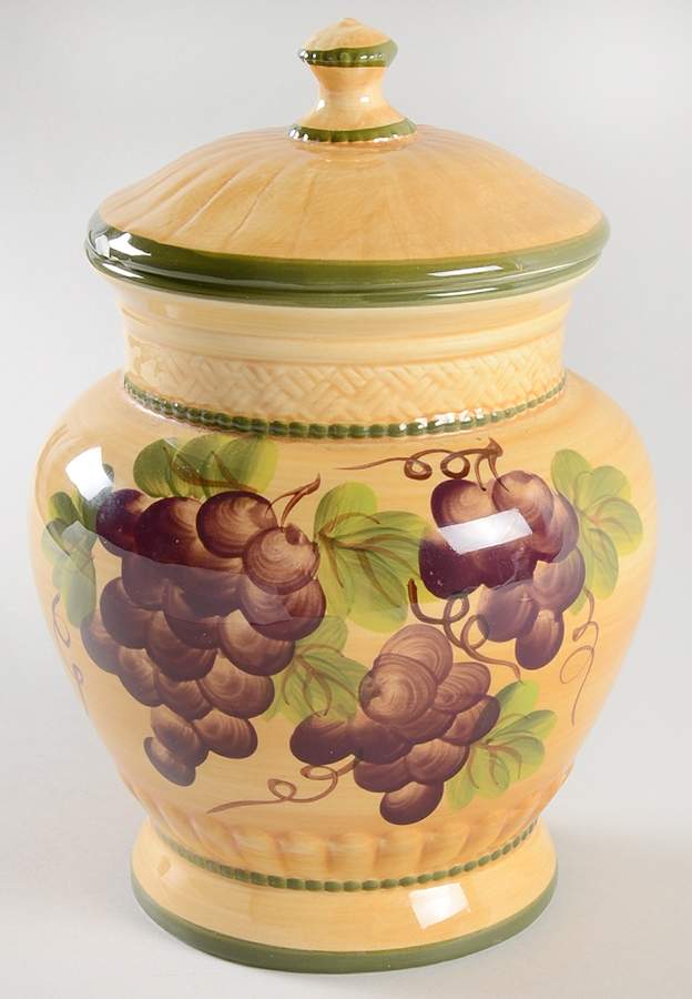 Grape Pattern Medium Canister & Lid by Casa Vero-1