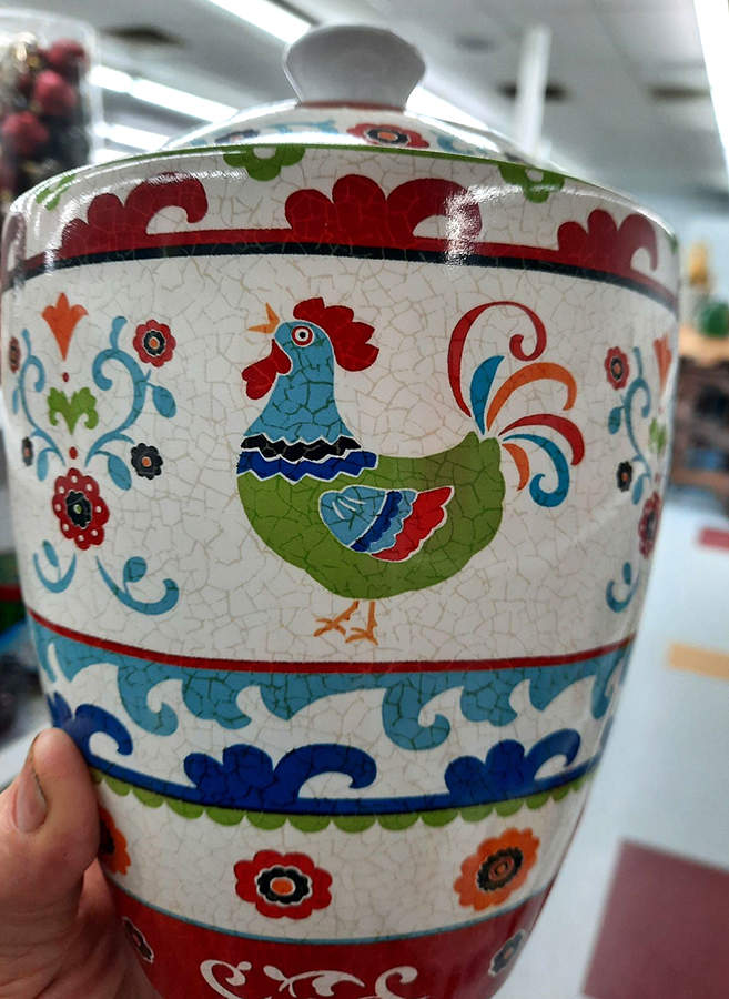 Suzani Rooster Medium Canister & Lid by 222 Fifth (PTS)-1