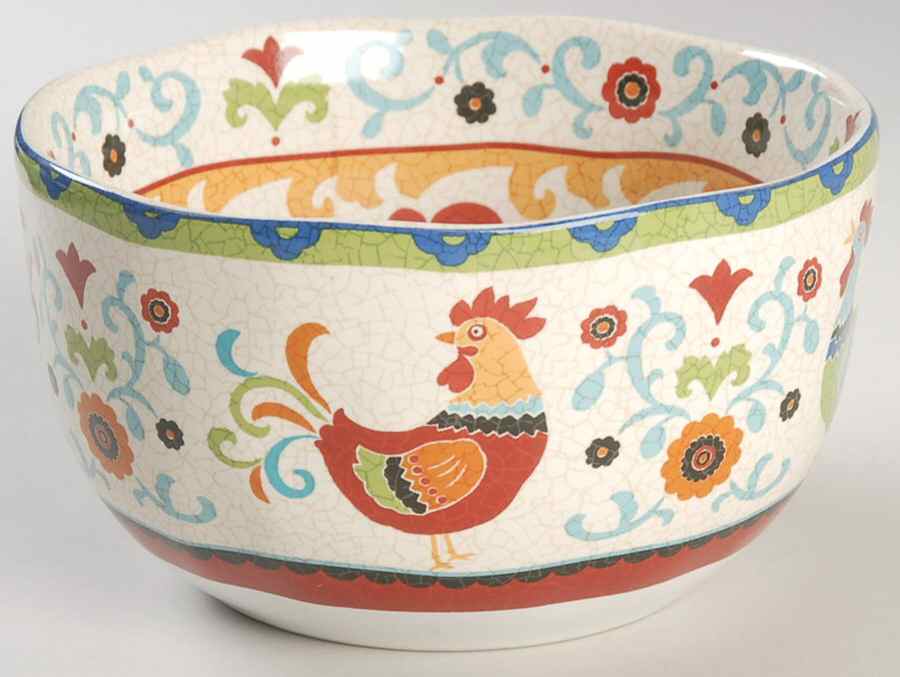 Suzani Rooster Soup/Cereal Bowl by 222 Fifth (PTS)-1