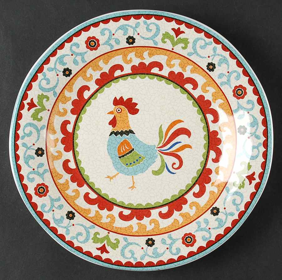 Suzani Rooster Salad Plate by 222 Fifth (PTS)-1